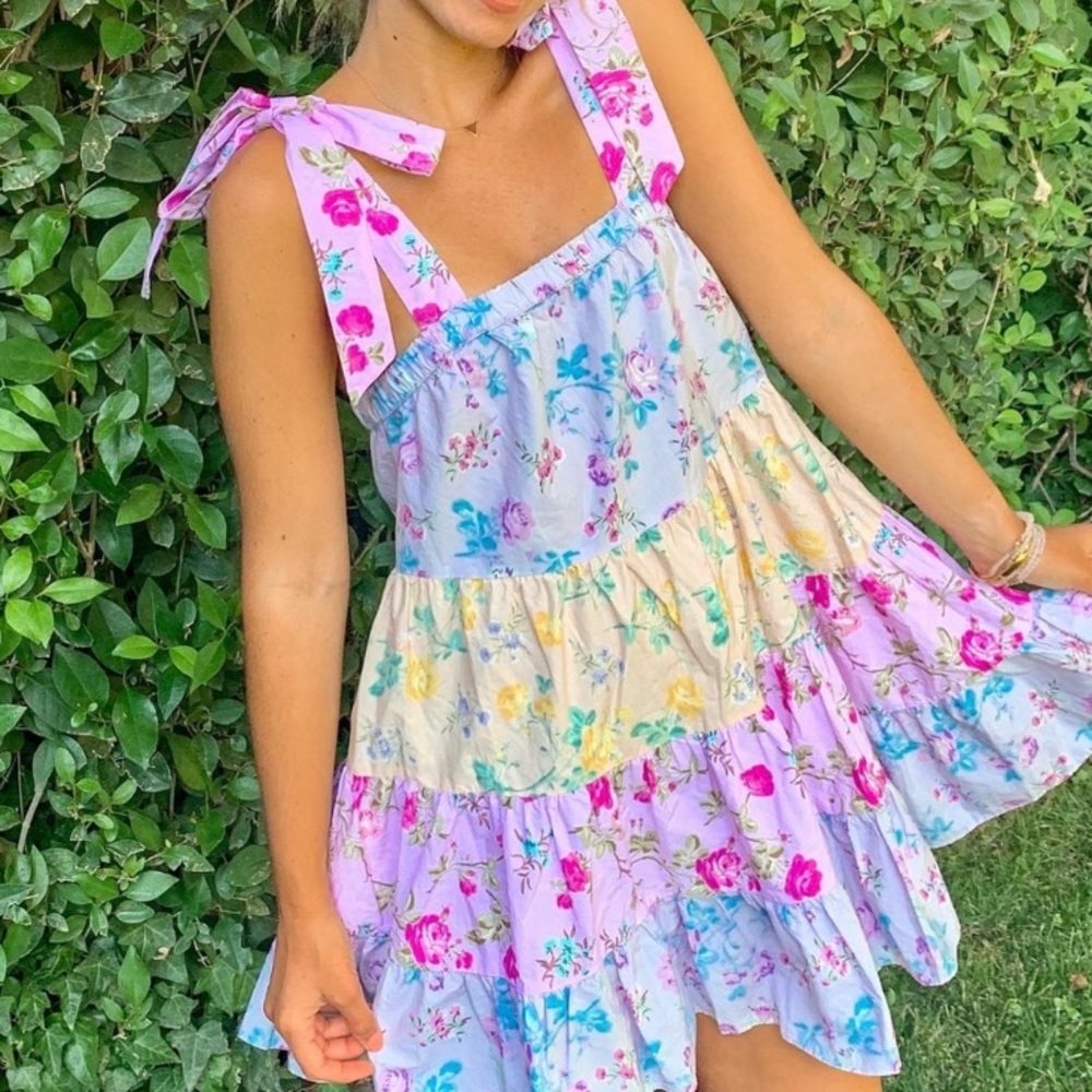 NWT XXS LoveShackFancy x Target Jeanne dress Babydoll Tiered Tie straps